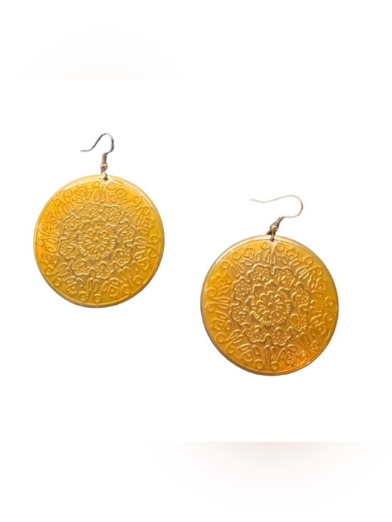 Jewelry - Vintage  3.5 Inch Yellow Disc Earrings